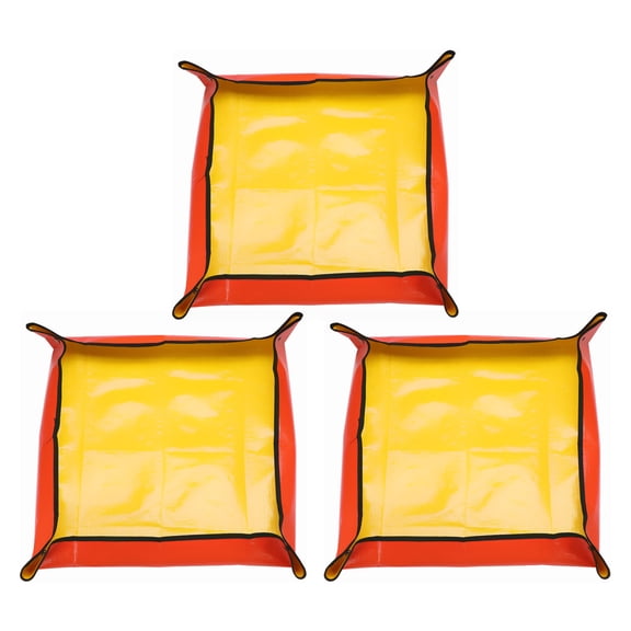 Uxcell 3pcs 26" x 26" PE Cloth Plant Repotting Mat with Metal Buckle, Yellow