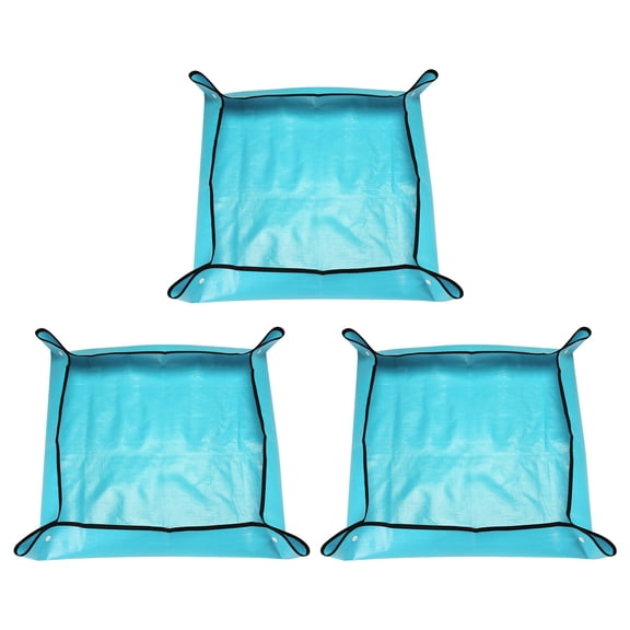 Uxcell 3pcs 26" x 26" PE Cloth Plant Repotting Mat with Plastic Buckle, Blue