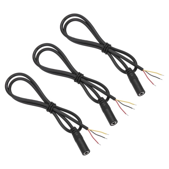 Uxcell 3 Pcs 3.5mm Female Jack to Bare Wire Open End Replacement 26AWG TRS 2 Pole Stereo 1/7" Mono Audio Cable Plug Jack Plug 34mm for Earphone Headphone Cable Repair, 0.5m/19.7 inches