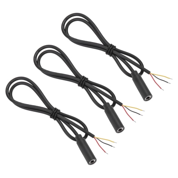 Uxcell 3 Pcs 3.5mm Female Jack to Bare Wire Open End Replacement 28AWG TRS 3 Pole Stereo 1/8" Mono Audio Cable Plug Jack Plug 32.5mm for Earphone Headphone Cable Repair, 0.25m/9.8 inches
