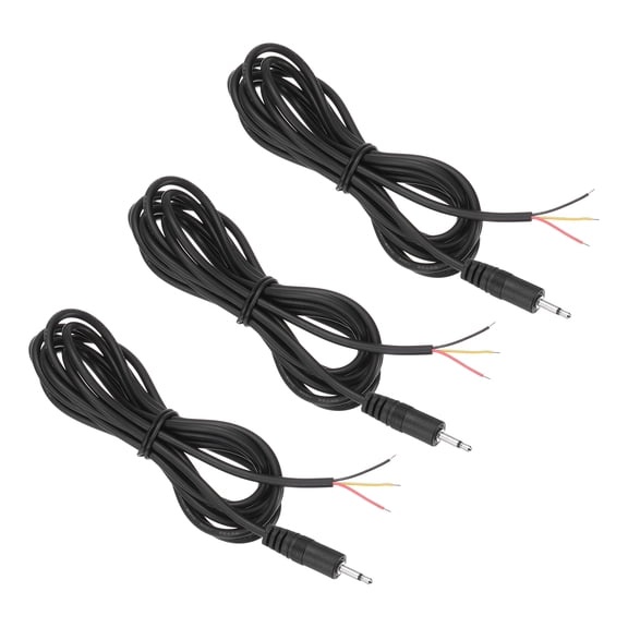 Uxcell 3 Pcs 3.5mm Male Jack to Bare Wire Open End Replacement 26AWG TRS 2 Pole Stereo 1/7" Mono Audio Cable Plug Jack Plug 41mm for Earphone Headphone Cable Repair, 2m/78.7 inches