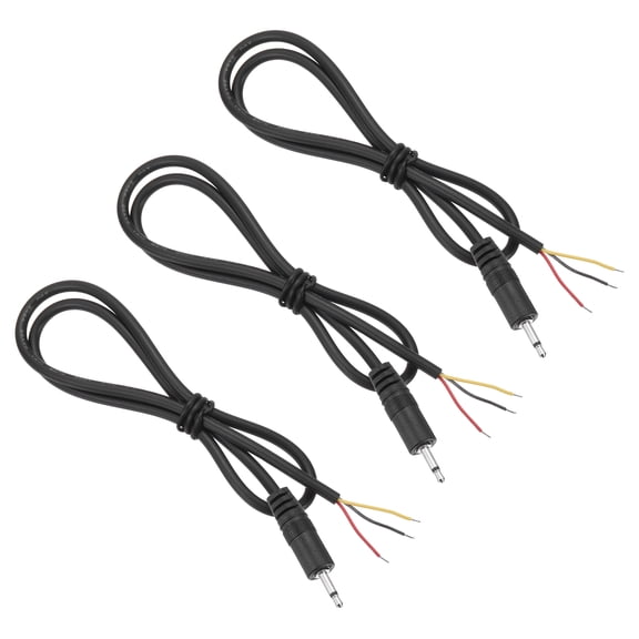 Uxcell 3 Pcs 3.5mm Male Jack to Bare Wire Open End Replacement 26AWG TRS 2 Pole Stereo 1/7" Mono Audio Cable Plug Jack Plug 41mm for Earphone Headphone Cable Repair, 0.5m/19.7 inches