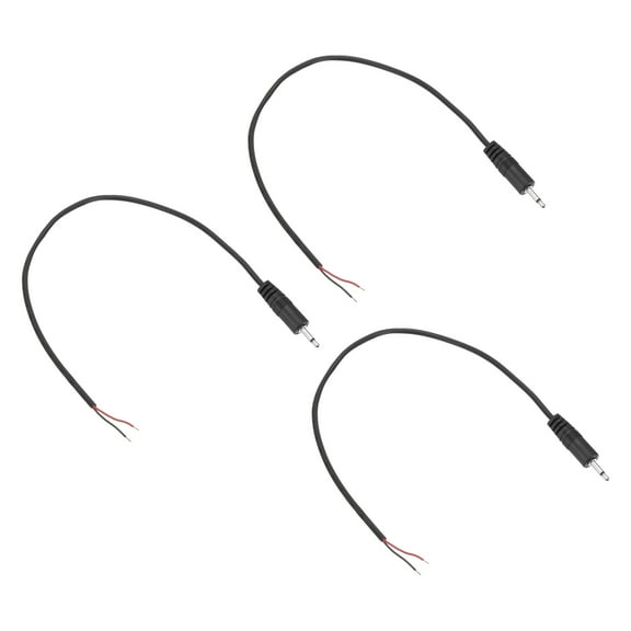 Uxcell 3pcs 3.5mm Male Jack to Bare Wire Open End Replacement 26AWG TRS 2 Pole Stereo 1/8" Mono Jack to Bare Wire 41mm for Earphone Headphone Cable Repair, 0.5m
