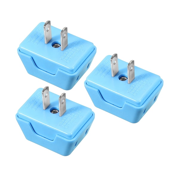 Uxcell 3pcs 3 Way Flat Wall Plug Adapter AC Outlet Extender, Multiple Outlet Splitter, 2 Prong 180 Degree Portable Swivel Wall Tap Plug for Home Office, Blue