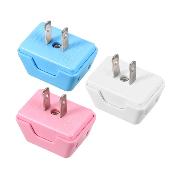 Uxcell 3pcs 3 Way Flat Wall Plug Adapter AC Outlet Extender, Multiple Outlet Splitter, 2 Prong 180 Degree Portable Swivel Wall Tap Plug for Home Office, White, Blue, Pink