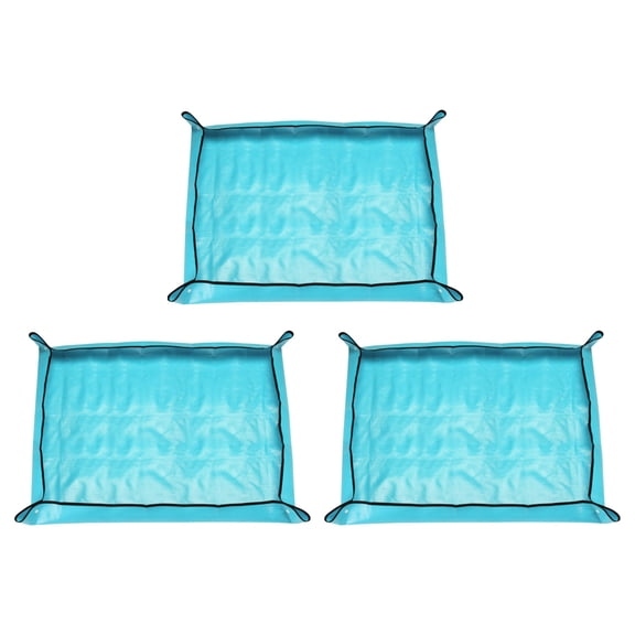 Uxcell 3pcs 31.5" x 39.4" PE Cloth Plant Repotting Mat with Plastic Buckle, Blue