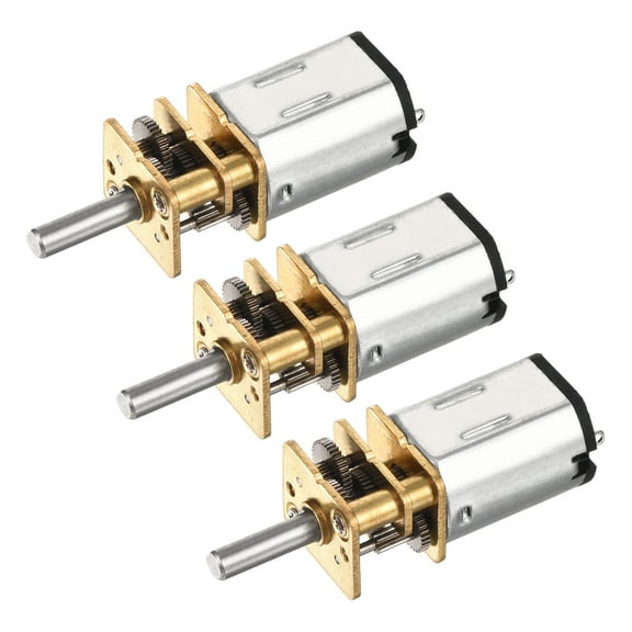 Uxcell 3pcs 3V 200RPM Rated Torque 1.7 Output Shaft Length 10mm Micro DC Speed Reduction Motor Mini Metal Gearbox Motor