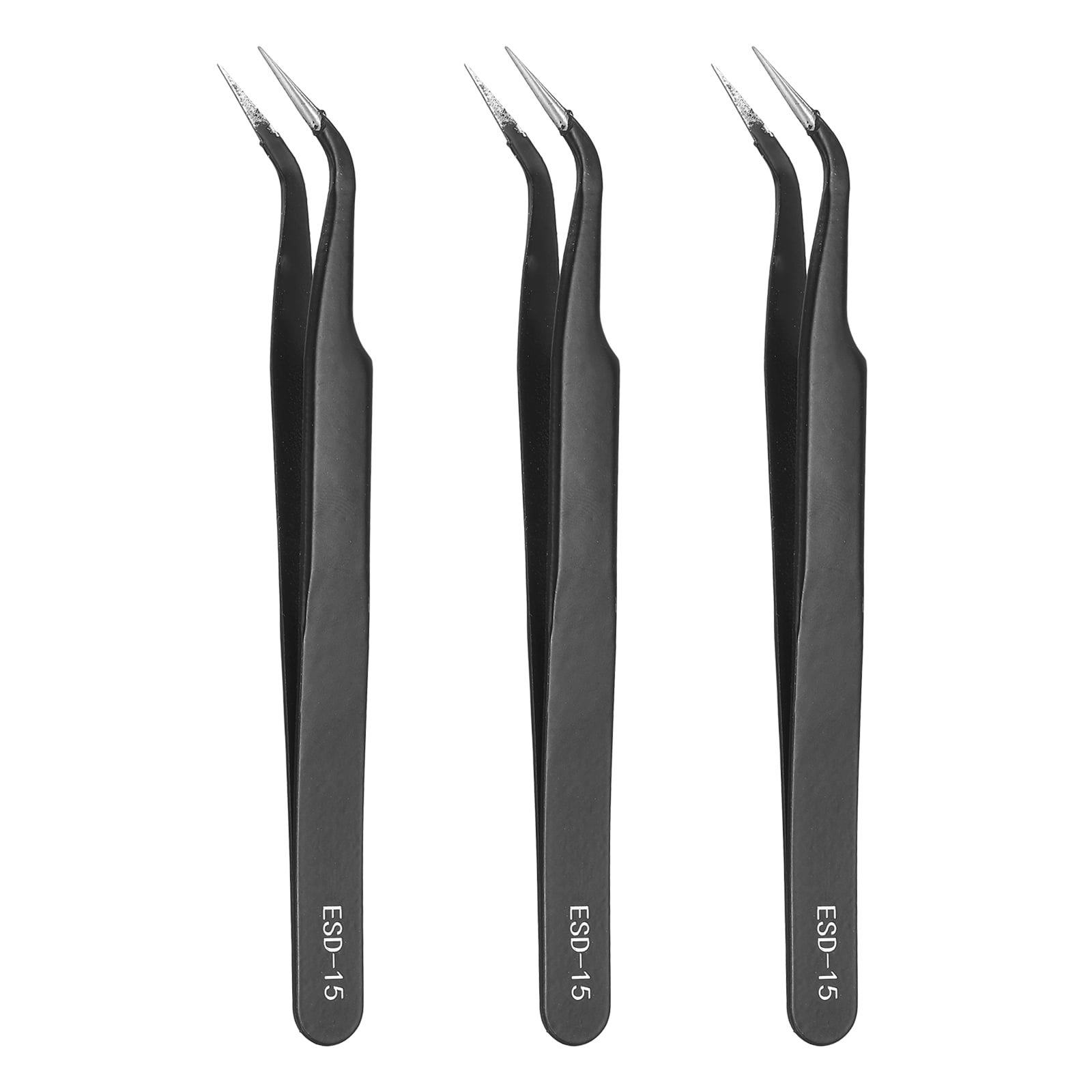 HARFINGTON ESD-13 Anti-Static Straight Pointed Tip Tweezers – 4.76" Stainless Steel, Non-Magnetic, Carbon Black Coated For Electronics Repair
