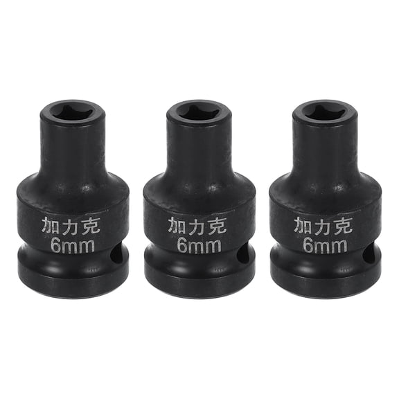 Uxcell 3pcs 4 Point Square Socket 1/2" Drive 6mm Metric CR-V Impact Wheel Socket