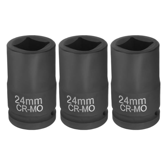 Uxcell 3pcs 4 Point Square Socket 1" Drive 24mm Metric CR-MO Impact Wheel Socket