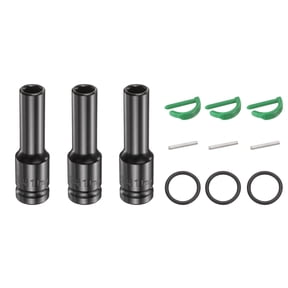 Uxcell 3pcs 6 Point Deep Impact Socket 1/2" Drive 10mm Metric Standard Socket Cr-Mo Steel Spindle Axle Hex Nut Bolt Sockets with Rubber Ring Locking Pin