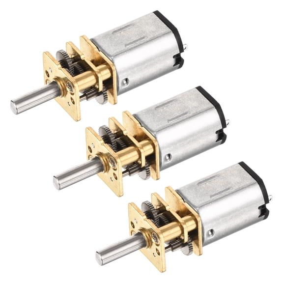 Uxcell 3pcs 6V 60RPM Rated Torque 15 Output Shaft Length 10mm Micro DC Speed Reduction Motor Mini Metal Gearbox Motor