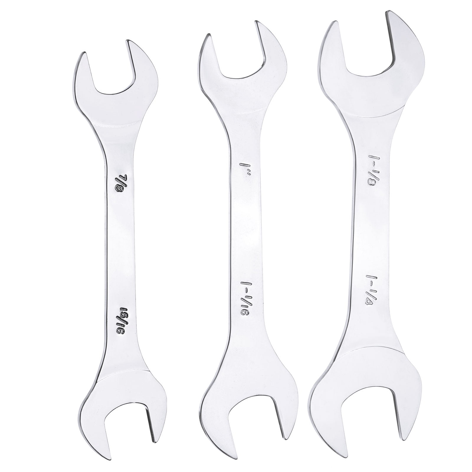 Uxcell 3pcs 7/8" 15/16" 1" 1-1/16" 1-1/8" 1-1/4" SAE Double Open End Thin Wrench Set