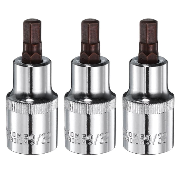 Uxcell 3pcs 9/32" Hex Bit Socket 1/2" Square Drive SAE Extension Impact Bit Power Nut Driver Set S2 & CR-V Steel Socket Ratchet Wrench Bits