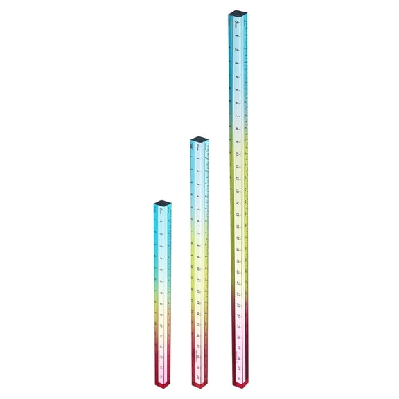 Uxcell 3pcs Acrylic Clear Straight Rulers 15/20/30cm Metric Transparent Gradient Three-Dimensional Plastic Ruler Square Cube Measuring Tool for Classroom Office, Colorful