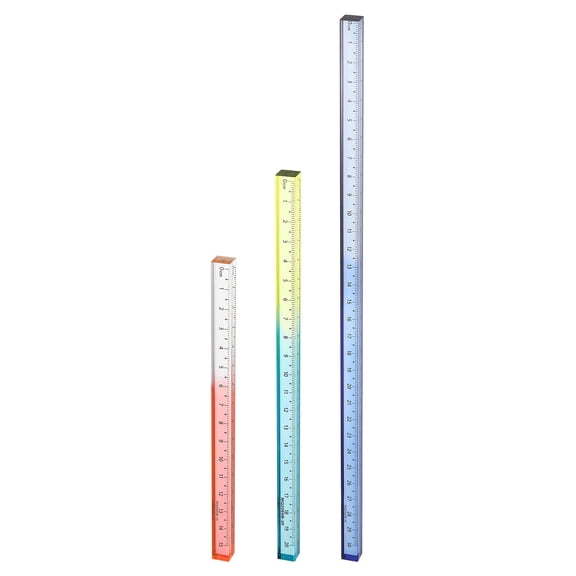 Uxcell 3pcs Acrylic Clear Straight Rulers 15/20/30cm Metric Transparent Gradient Three-Dimensional Plastic Ruler Square Cube Measuring Tool for Office, Orange/Blue-Yellow/Blue-Gray