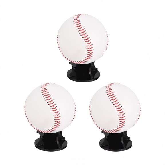 Uxcell 3pcs Acrylic Small Ball Stand Holder Black Sports Display Rack with Non-slip Base, Durable & Lightweight, Sphere Stands for Baseball, Golf, Tennis, Keepsake Balls