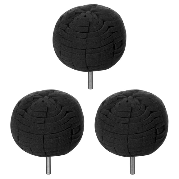 Uxcell 3pcs Ball Buffing Polishing Pads 3 Inch Fine Cut Sponge Car Wheel Polishers Detail Polisher Tool with 1/4" Dia Shank for Automotive Car Metal Plastic Ceramic, Black