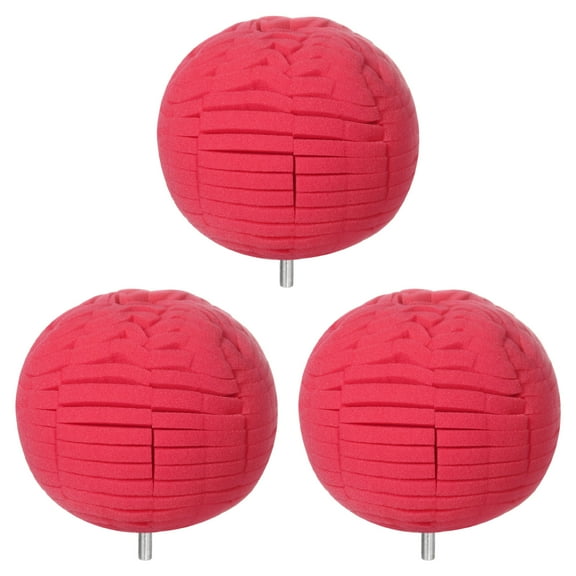 Uxcell 3pcs Ball Buffing Polishing Pads 4 Inch Fine Cut Sponge Car Wheel Polishers Detail Polisher Tool with 1/4" Dia Shank for Automotive Car Metal Plastic Ceramic, Red