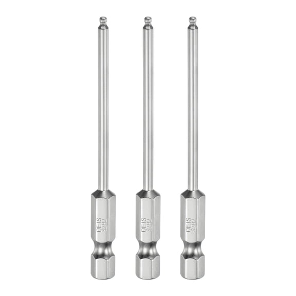 Uxcell 3pcs Ball End Hex Screwdriver Bit 2mm Size 1/4" Hex Shank 3" Long Magnetic Metric Hex Screw Driver Bits