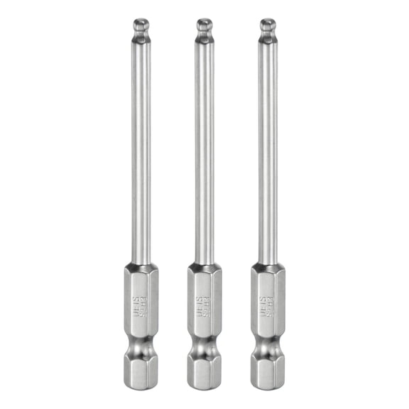 Uxcell 3pcs Ball End Hex Screwdriver Bit 3mm Size 1/4" Hex Shank 3" Long Magnetic Metric Hex Screw Driver Bits