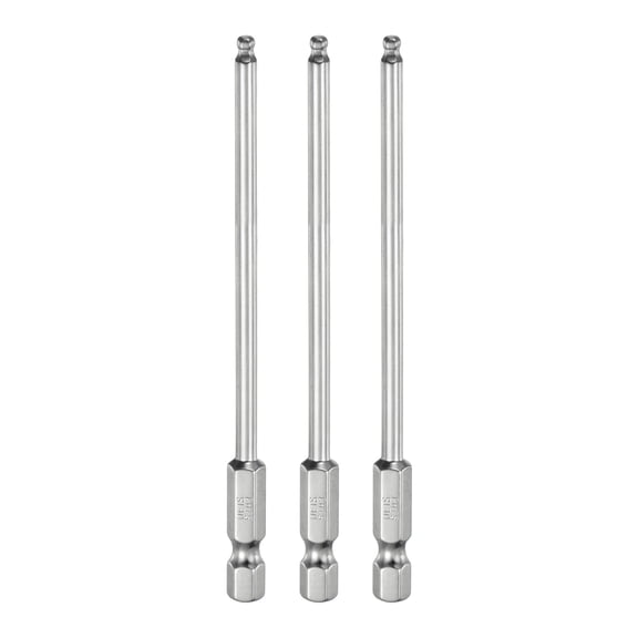 Uxcell 3pcs Ball End Hex Screwdriver Bit 3mm Size 1/4" Hex Shank 4" Long Magnetic Metric Hex Screw Driver Bits