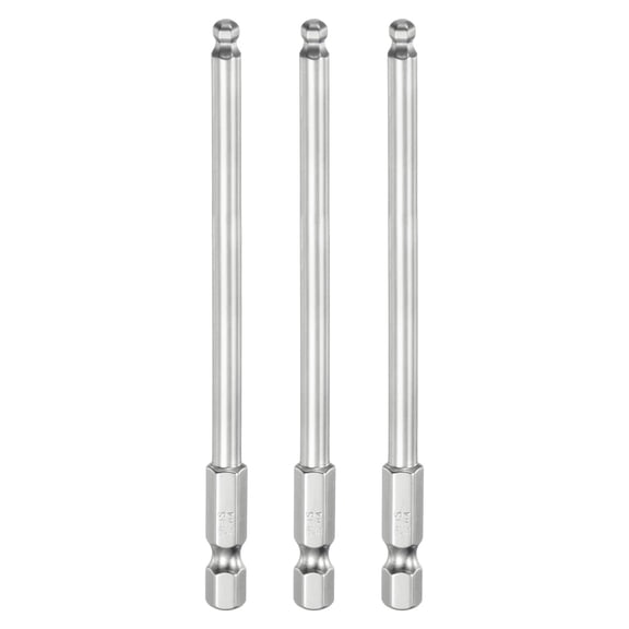 Uxcell 3pcs Ball End Hex Screwdriver Bit 4mm Size 1/4" Hex Shank 4" Long Magnetic Metric Hex Screw Driver Bits