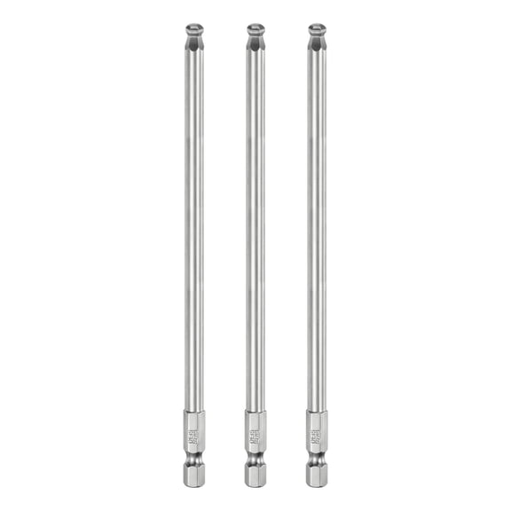 Uxcell 3pcs Ball End Hex Screwdriver Bit 5mm Size 1/4" Hex Shank 6" Long Magnetic Metric Hex Screw Driver Bits