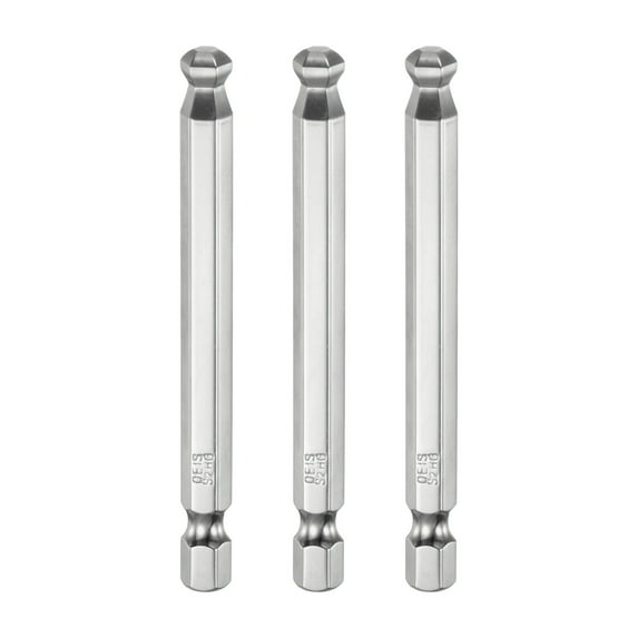 Uxcell 3pcs Ball End Hex Screwdriver Bit 6mm Size 1/4" Hex Shank 3" Long Magnetic Metric Hex Screw Driver Bits