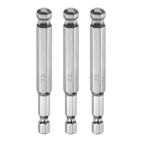 Uxcell 3pcs Ball End Hex Screwdriver Bit 8mm Size 1/4" Hex Shank 3" Long Magnetic Metric Hex Screw Driver Bits