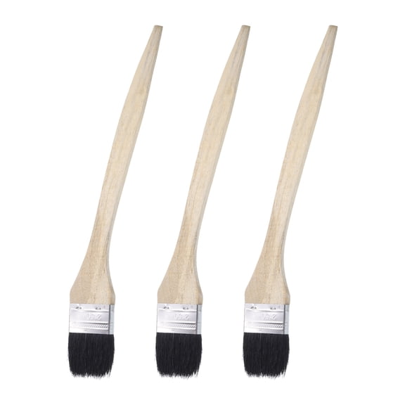 Uxcell 3pcs Bent Radiator Paint Brush 2" Width Curved Paint Soft Bristle Brushes with Long Wood Handle for Wall