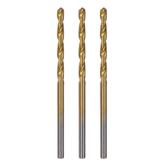 Uxcell 3pcs Brad Point Drill Bit 2.5mm(3/32") Dia Straight Round Shank Drill Metric Brad Point Spiral Twist Drill Bits for Carpenter Woodworking Plastic Rubber, Golden