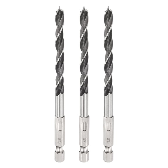 Uxcell 3pcs Brad Point Drill Bit 6mm (15/64") Dia 1/4" Hex Shank Wood Drill Bits