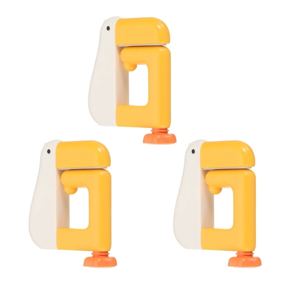 Uxcell 3pcs Cartoon Animal Table Hooks Adjustable Cute Animal Bag Hanger Portable Removable Desktop Hook Clamp Purse Backpack Holder for Office Table Desk Hanging Storage, White/Yellow