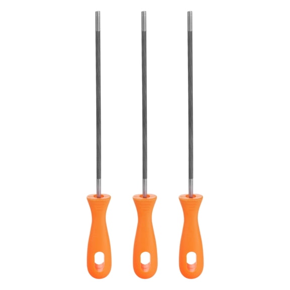 Uxcell 3pcs Chainsaw File 13/64"(5mm) Chrome Steel Double Cut Round Rasp with Plastic Handle for Chain Saw Polishing