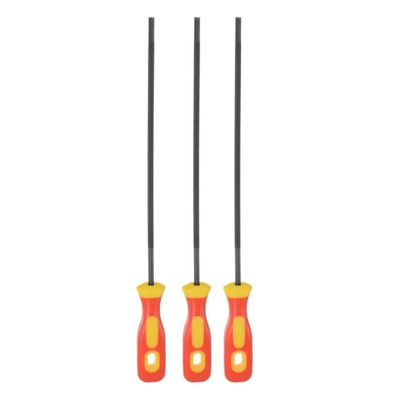 Uxcell 3pcs Chainsaw File 3/16"(4.8mm) High Carbon Hardened Steel Round Rasp With Plastic Handle for Chain Saw Polishing