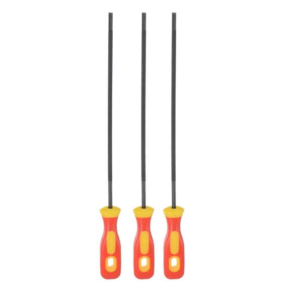 Uxcell 3pcs Chainsaw File 3/16"(4.8mm) High Carbon Hardened Steel Round Rasp With Plastic Handle for Chain Saw Polishing
