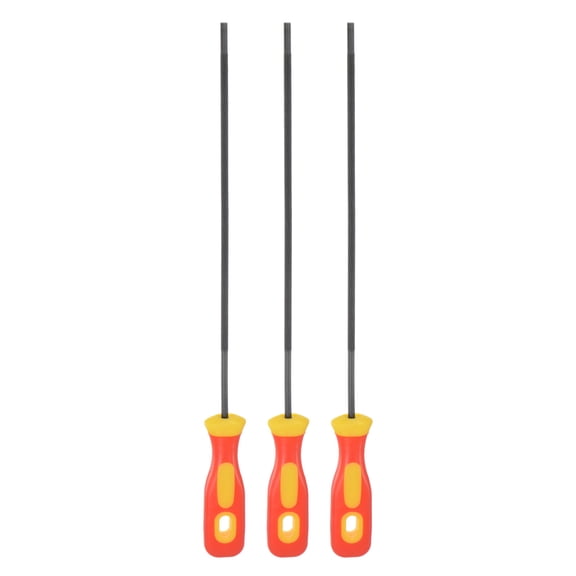 Uxcell 3pcs Chainsaw File 5/32"(4mm) High Carbon Hardened Steel Round Rasp With Plastic Handle for Chain Saw Polishing