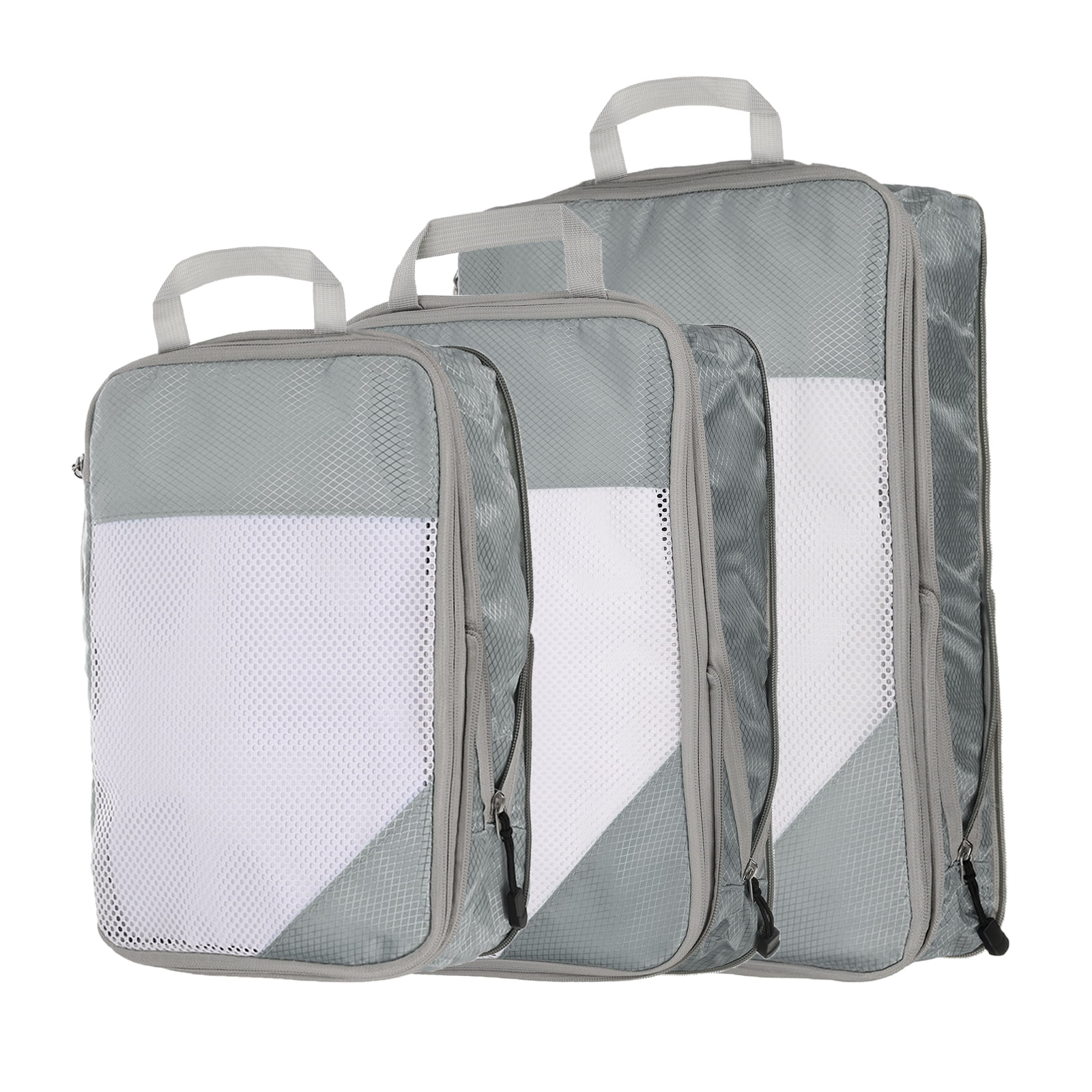 Uxcell 3pcs Compression Packing Cube for Suitcases Lightweight Travel Essentials Luggage Organizers Bags, Grey