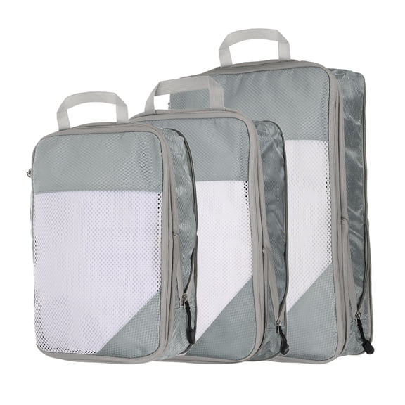 Uxcell 3pcs Compression Packing Cube for Suitcases Lightweight Travel Essentials Luggage Organizers Bags, Grey