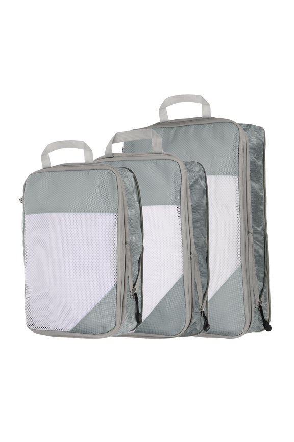 3pcs Compression Packing Cube for Suitcases Lightweight Travel Essentials Luggage Organizers Bags, Grey
