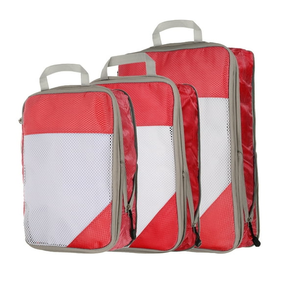 Uxcell 3pcs Compression Packing Cube for Suitcases Lightweight Travel Essentials Luggage Organizers Bags, Red