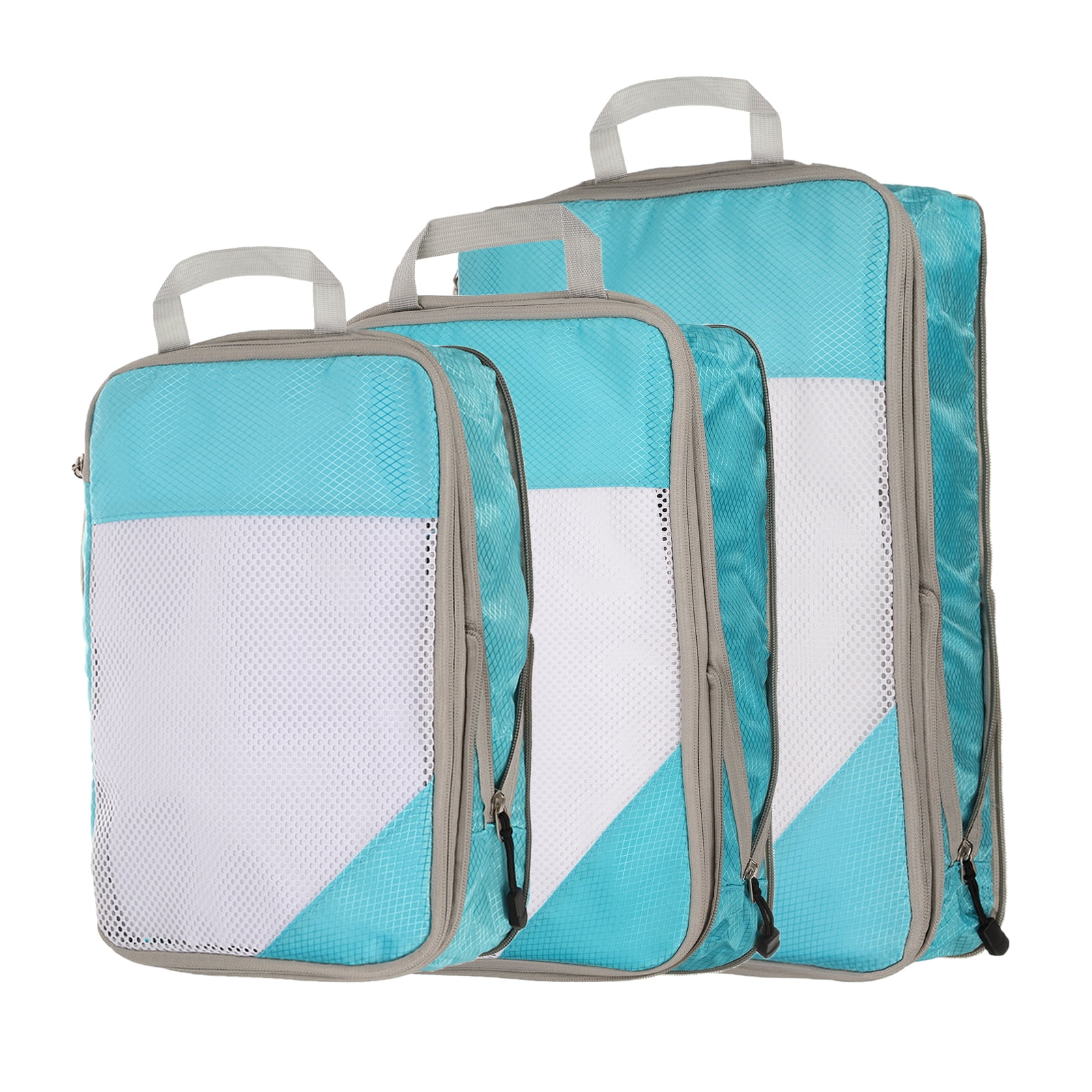 Uxcell 3pcs Compression Packing Cube for Suitcases Lightweight Travel Essentials Luggage Organizers Bags, Sky Blue