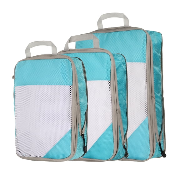 Uxcell 3pcs Compression Packing Cube for Suitcases Lightweight Travel Essentials Luggage Organizers Bags, Sky Blue