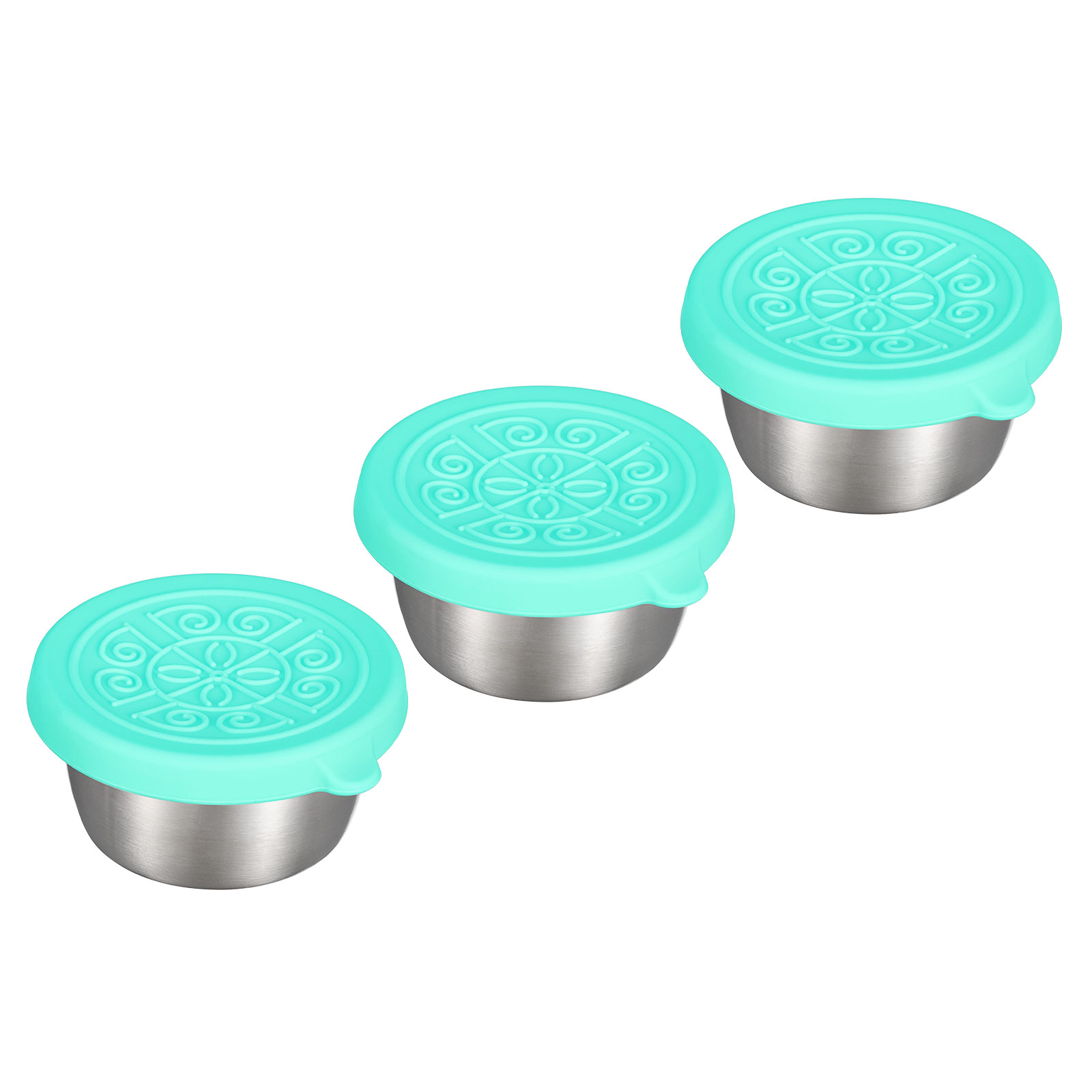 Uxcell 3pcs Condiment Containers with Lids, Stainless Steel Salad