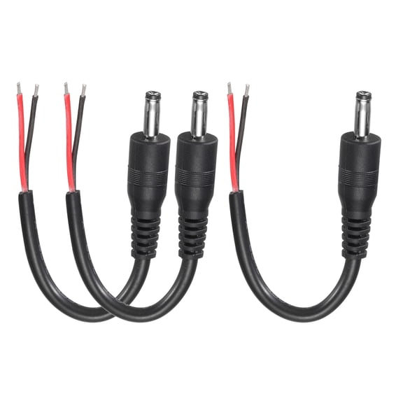 Uxcell 3pcs DC Power Pigtails Cable, 3.5mm x 1.35mm Male Barrel Plug Connector to Bare Wire Open End 10cm for PC Laptop Toys Cellphone Electronic Devices