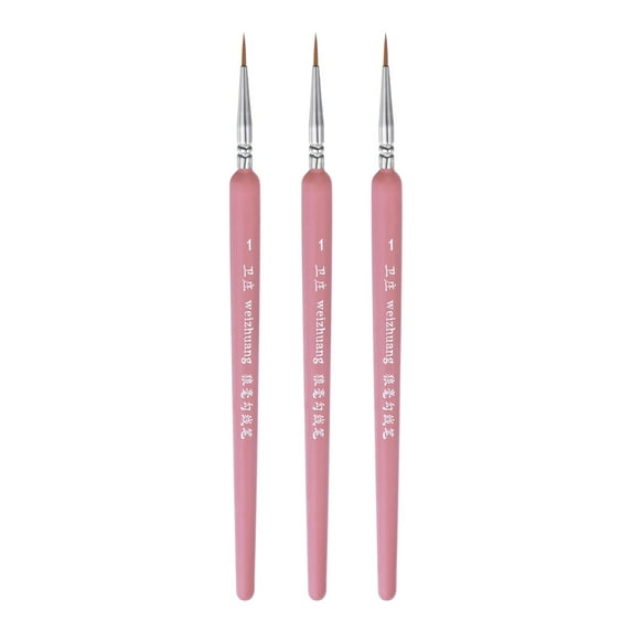 Uxcell 3pcs Detail Paint Brushes 10mm Nylon Miniature Painting Brush for Watercolor Acrylic Painting(1#), Pink