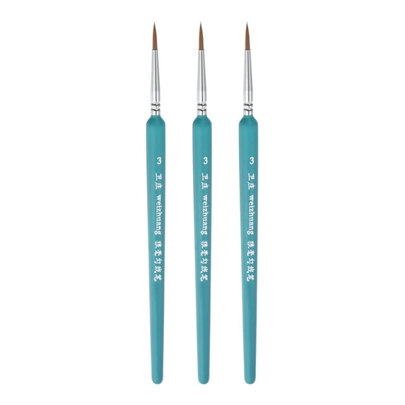 Uxcell 3pcs Detail Paint Brushes 14mm Nylon Miniature Painting Brush for Watercolor Acrylic Painting(3#), Blue