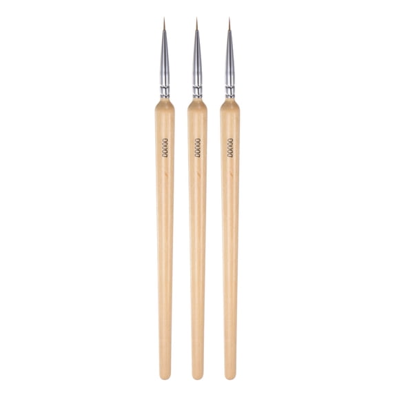 Uxcell 3pcs Detail Paint Brushes 6mm Nylon Miniature Painting Brush for Watercolor Acrylic Painting(00000#)