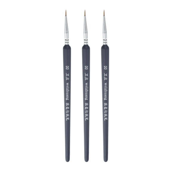 Uxcell 3pcs Detail Paint Brushes 7mm Nylon Miniature Painting Brush for Watercolor Acrylic Painting(00#), Black